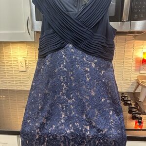 Alex Evenings Navy Lace knee length Dress.